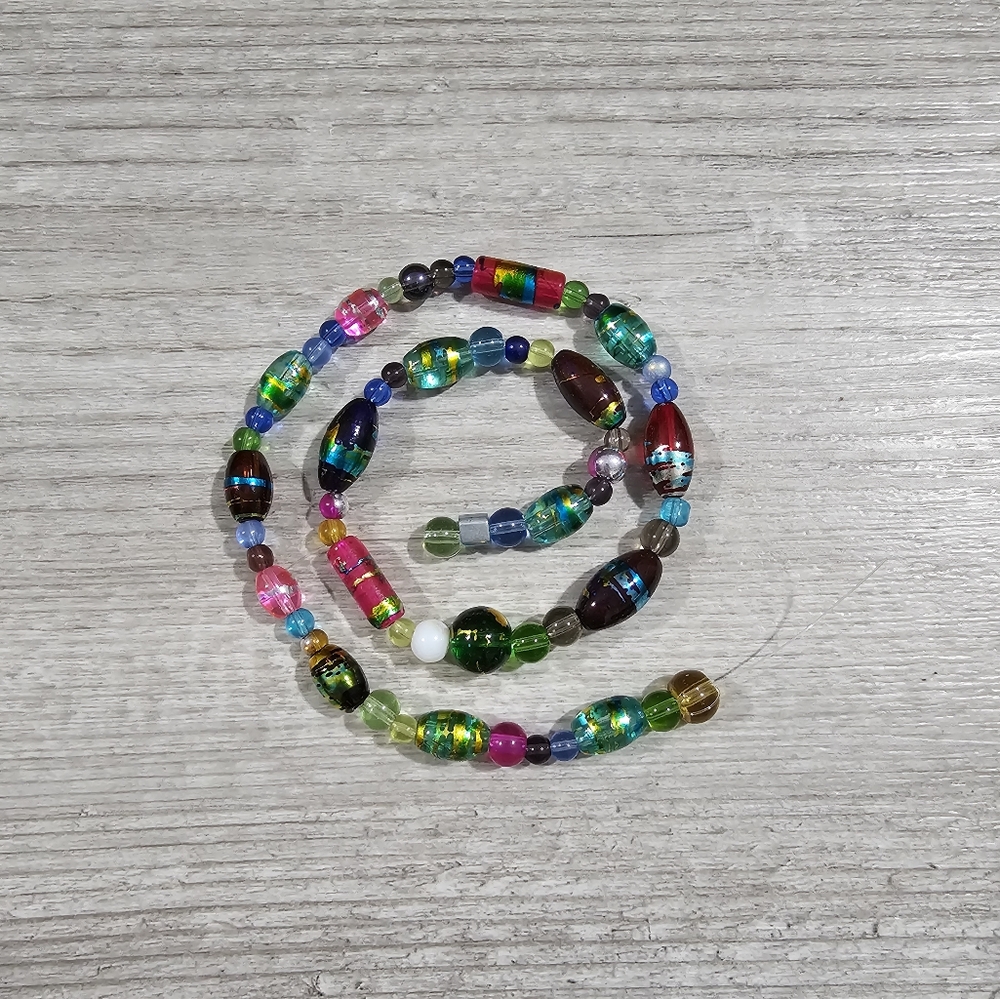 013 Multi- color, multi-size glass beads for jewelry making - 15 inch strand
